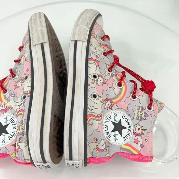 Converse Chuck Taylor Hi Top Sneakers Junior Kids 13 Unicorn Shoes Lace Up Girls - Picture 8 of 13